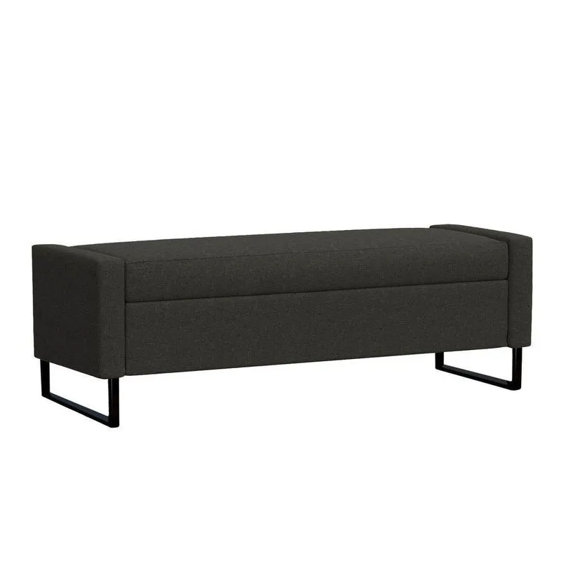 Recamier Bau Paris Base De Metal 1,40m Veludo Preto - Inova Decorações
