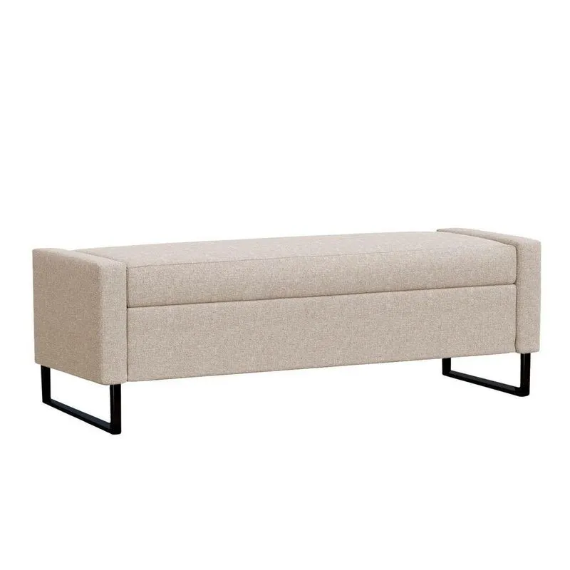 Recamier Bau Paris Base De Metal 1,20m Linho Bege - Inova Decor