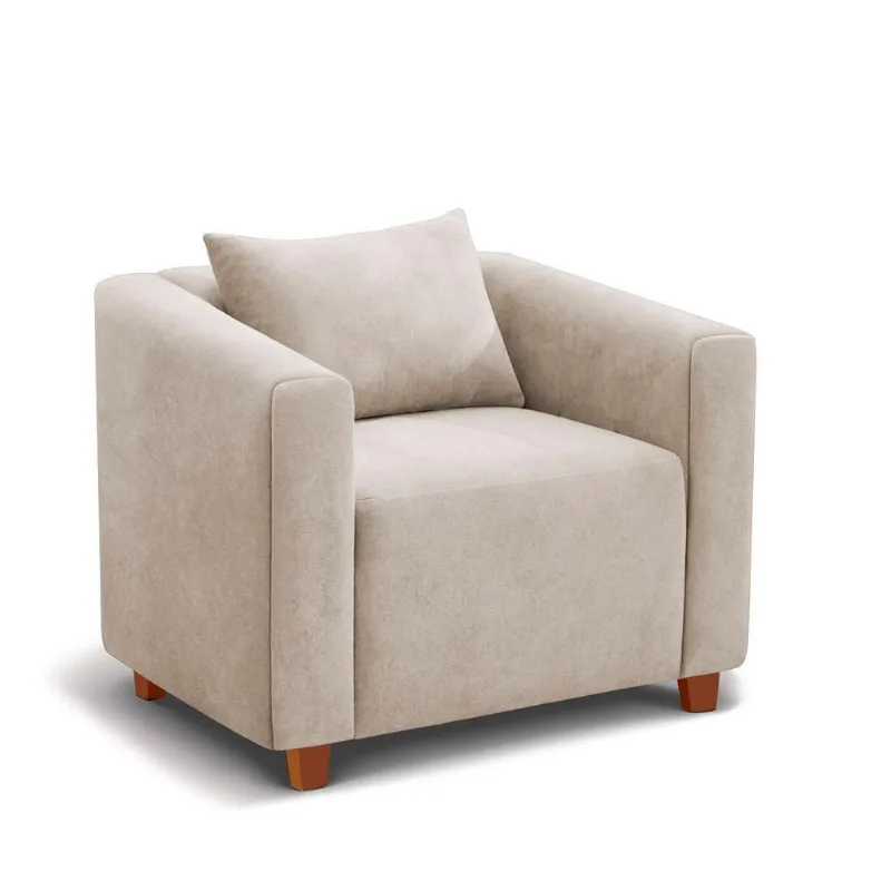 Poltrona Decorativa Helena Linho Bege - Inova Decor
