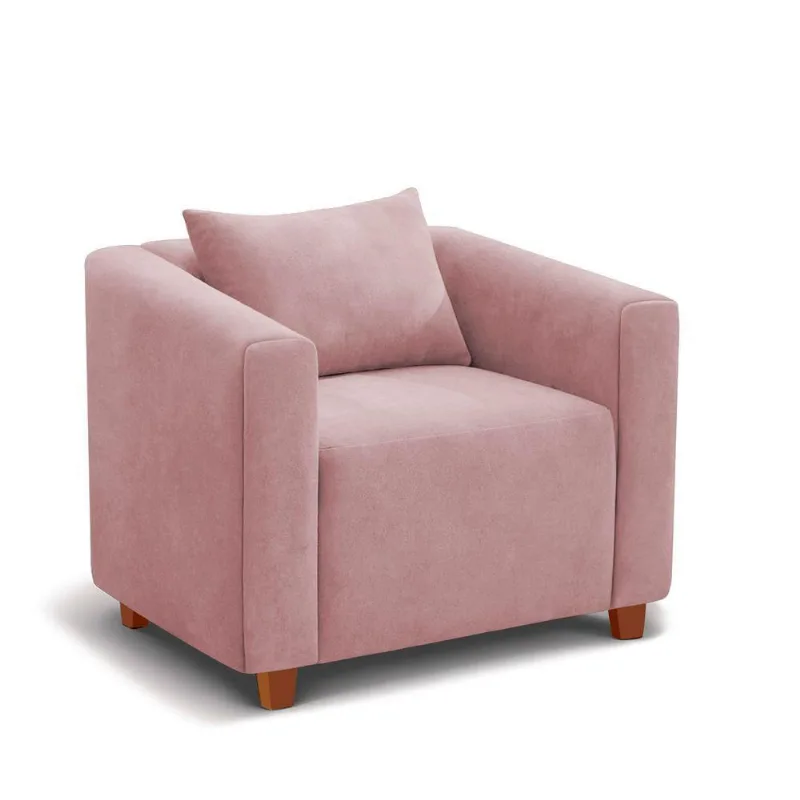 Poltrona Decorativa Helena Suede Rose - Inova Decorações