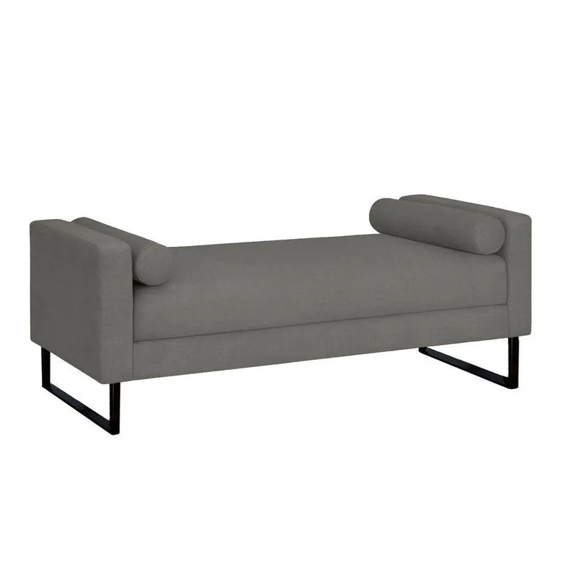Recamier Berlim Base Metal 1,20m Linho Grafite - Inova Decorações