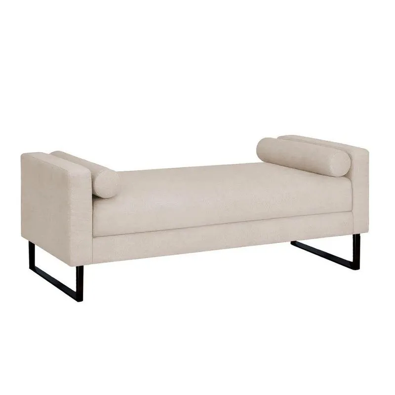 Recamier Berlim Base Metal 1,20m Veludo Bege - Inova Decorações