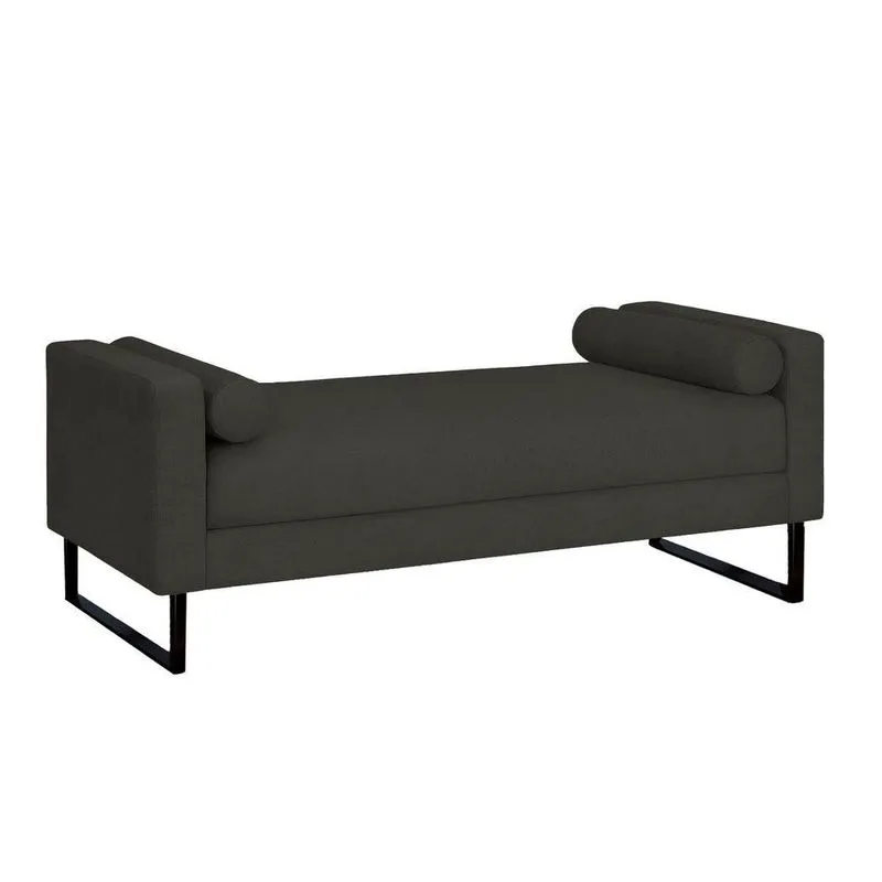 Recamier Berlim Base Metal 1,20m Veludo Preto - Inova Decorações