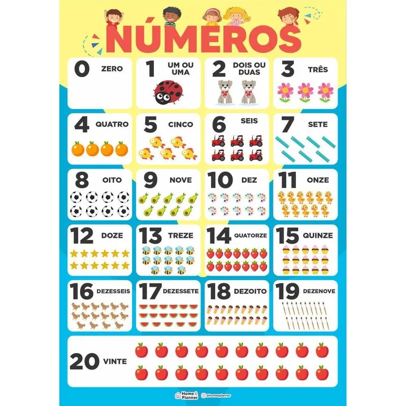 Números De 0 A 20 - Unissex - Home E Planner