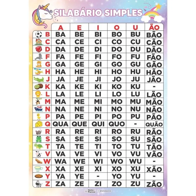 Silabário Simples - Unicórnio - Home E Planner