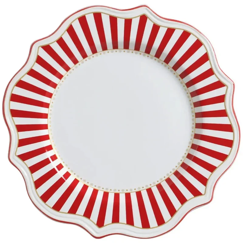 Sousplat de Cerâmica Vermelho Filete Dourado Christmas Charm 33cm Scalla
