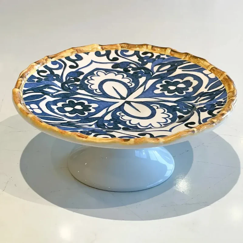 Porta Petit Four Cerâmica Dolce Mare Azulejo Português Azul 8x20cm Maison Blanche