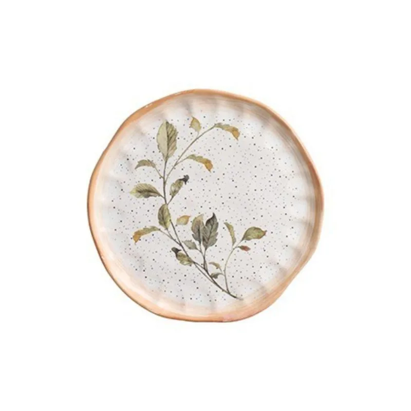Prato Raso Botanica Cerâmica Natural para Uso Diário Laranja Scalla