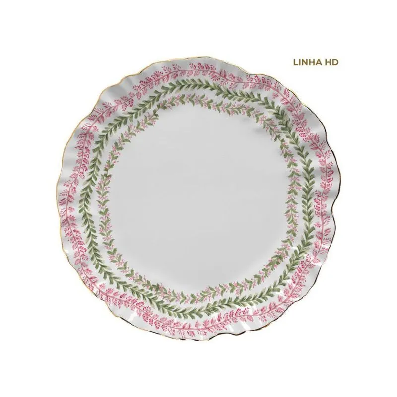 Sousplat Pink Palm Em Cerâmica Com Estampa De Folhagens Tropicais Rosa Maison Blanche