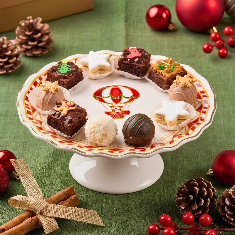 Porta Petit Four com Pé Cerâmica Noite de Brinquedos Scalla