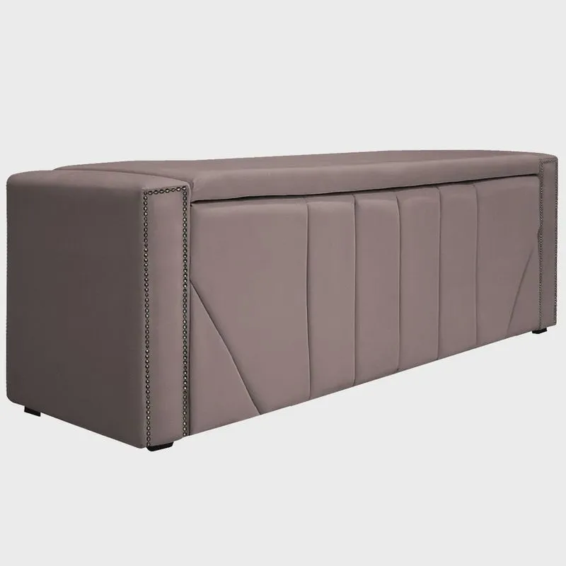 Calçadeira Baú King Minsk P02 195 cm para cama Box Linho - Amarena Móveis