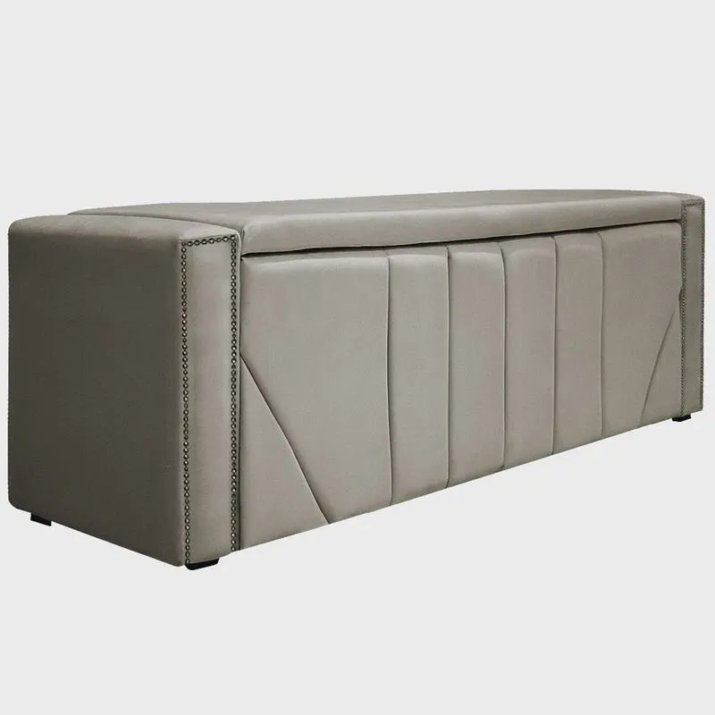 Calçadeira Baú Queen Minsk P02 160 cm para cama Box Linho - Amarena Móveis