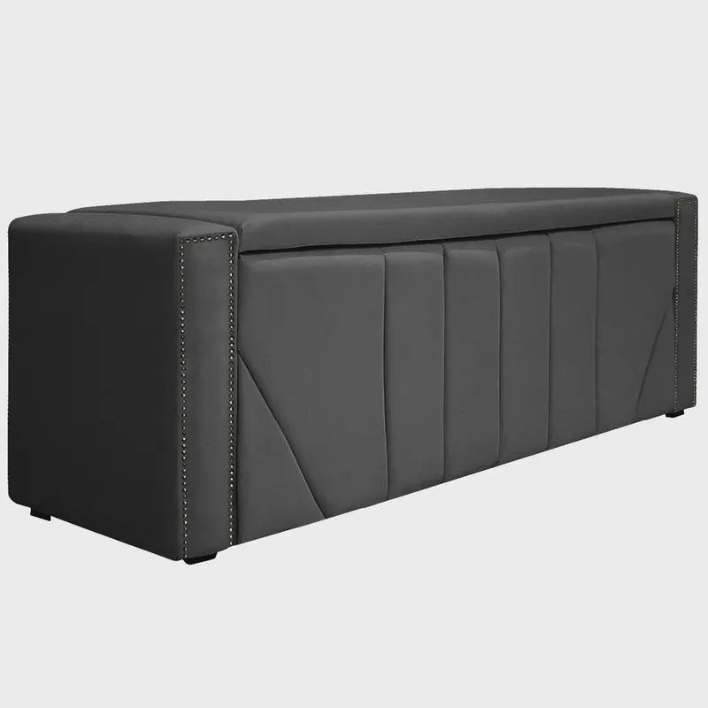 Calçadeira Baú Queen Minsk P02 160 cm para cama Box Linho - adj Decor
