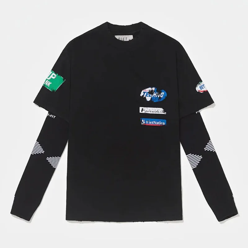 Camiseta Piet F.C. Manga Longa Masculina - Masculino - Preto