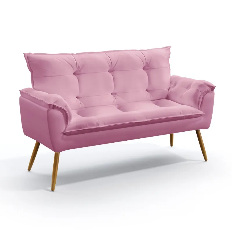 Poltrona Namoradeira Decorativa Opala Suede Rosê Aradecor