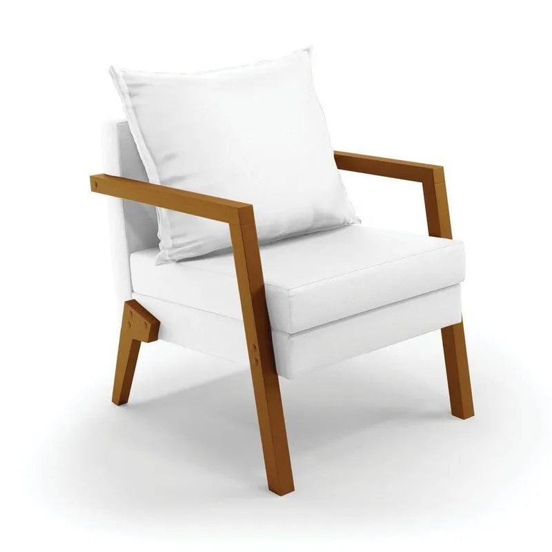 Poltrona Alice Corino Branco Base De Madeira - D'rossi