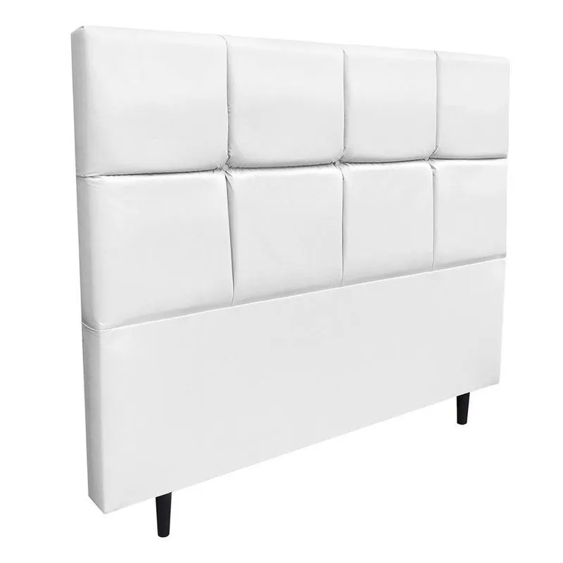 Cabeceira Roma Para Cama Box Casal 140Corino Branco-D'Rossi