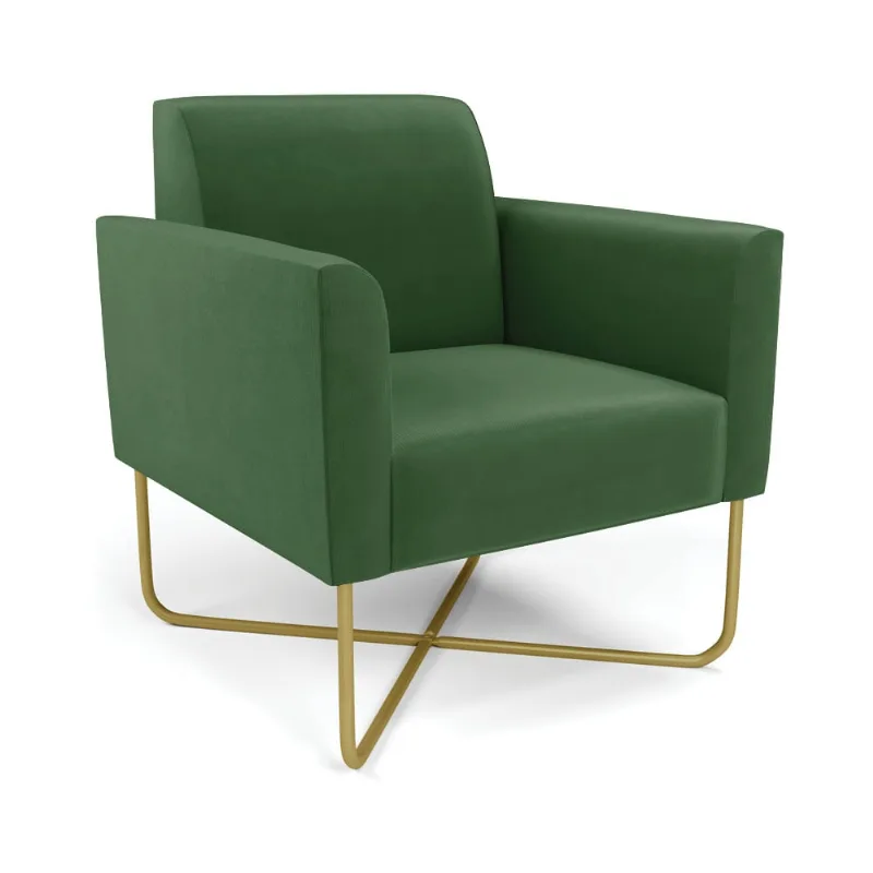 Poltrona Base X Industrial Dourado Marisa Suede D03 - D?Rossi Verde - DRossi