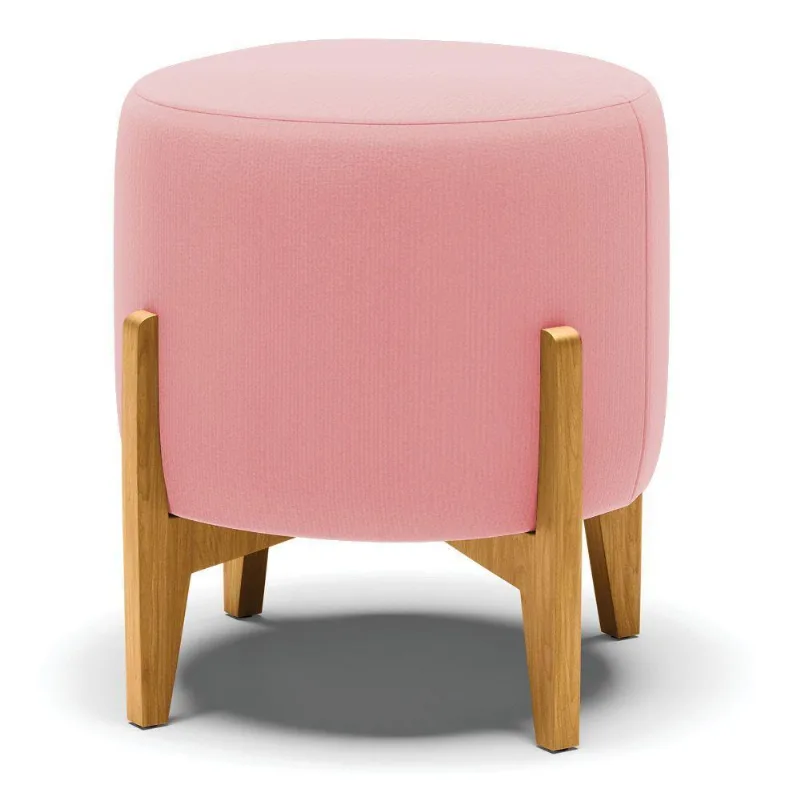 Puff Stella Suede Rosê Base Madeira Castanho - D'rossi