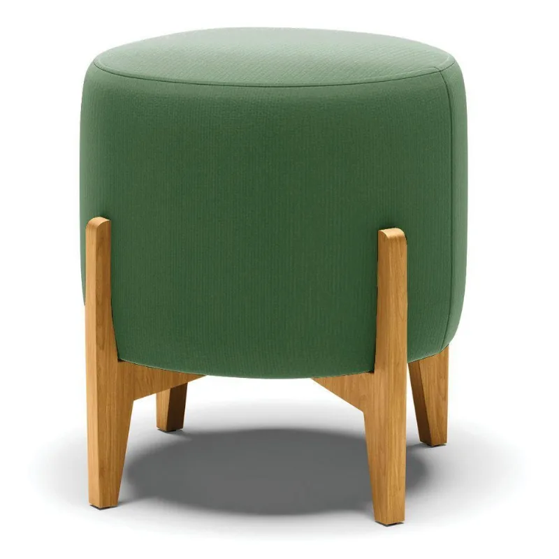 Puff Stella Suede Verde Base Madeira Castanho - D'rossi