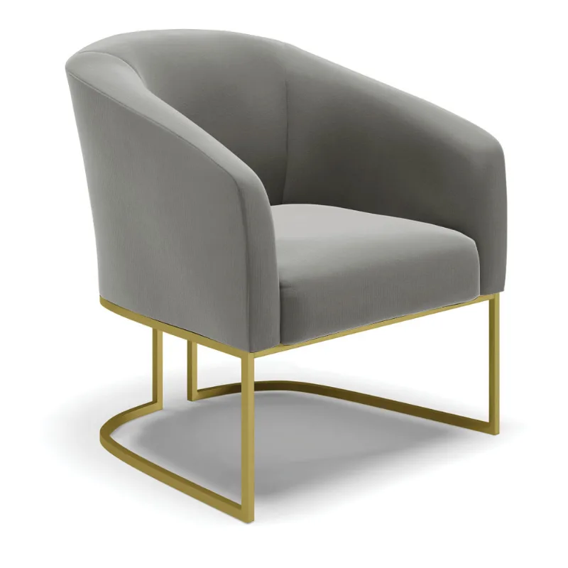 Poltrona Decorativa Industrial Dourada Stella Suede Grafite D03 - D'Rossi - DRossi