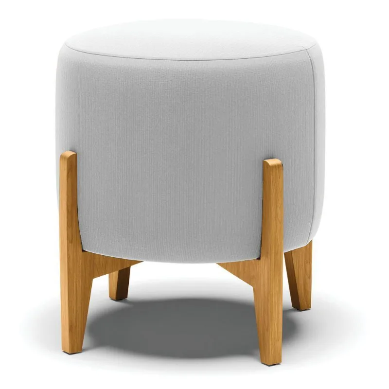 Puff Stella Suede Base Madeira Castanho - D'rossi Cor Cinza