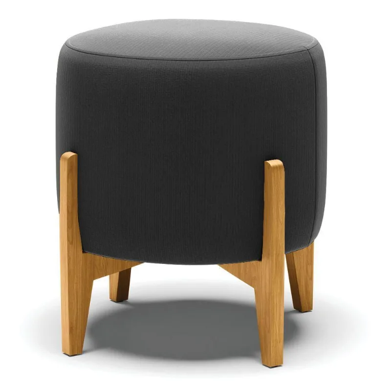 Puff Stella Suede Base Madeira Castanho - D'rossi Cor Preto