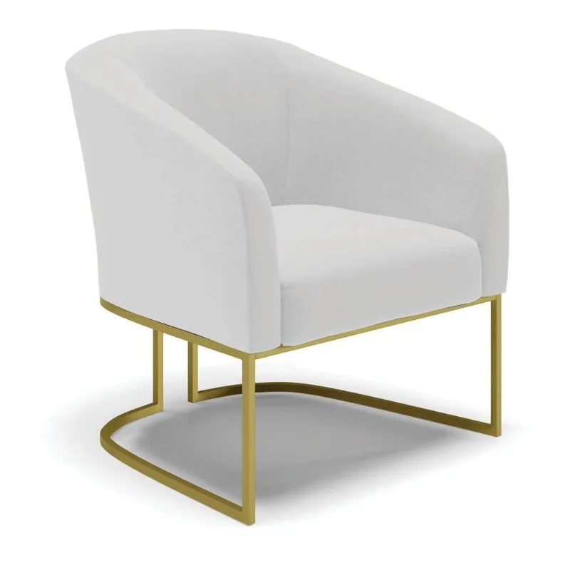 Poltrona Linho Base Industrial Dourada A05 Cinza