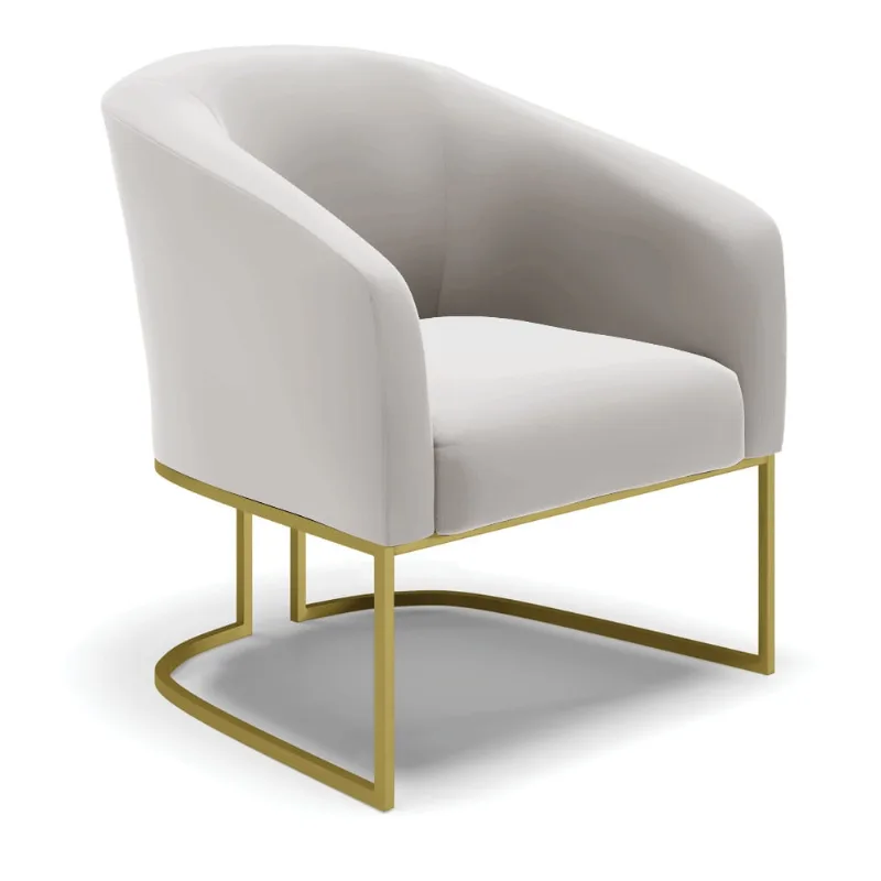 Poltrona Stella Veludo Base Metálica Industrial Dourado - D'Rossi Cinza - DRossi