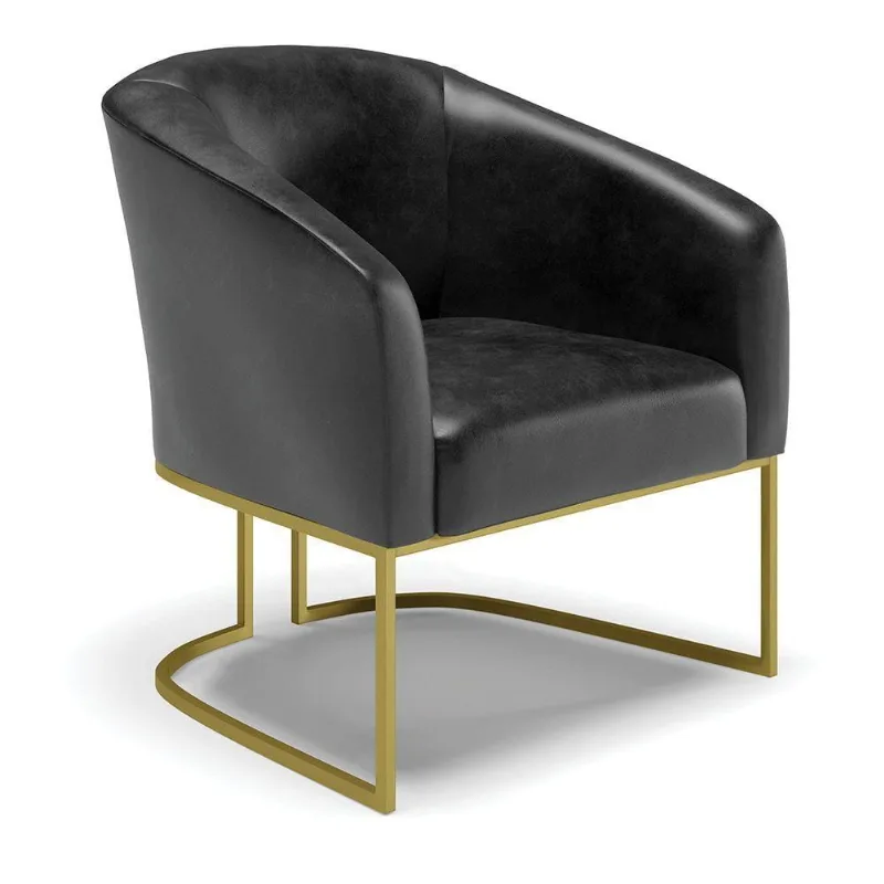 Poltrona Corano Base Industrial Dourada Cor Preto