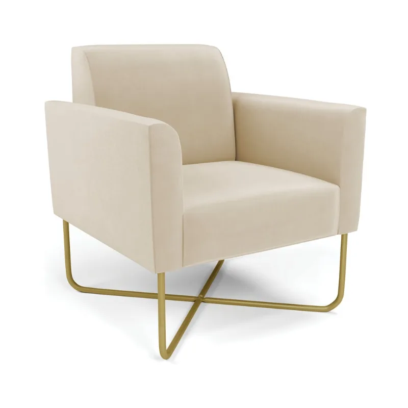 Poltrona Base X Industrial Dourado Marisa Suede D03 - D?Rossi Azul Turquesa - DRossi