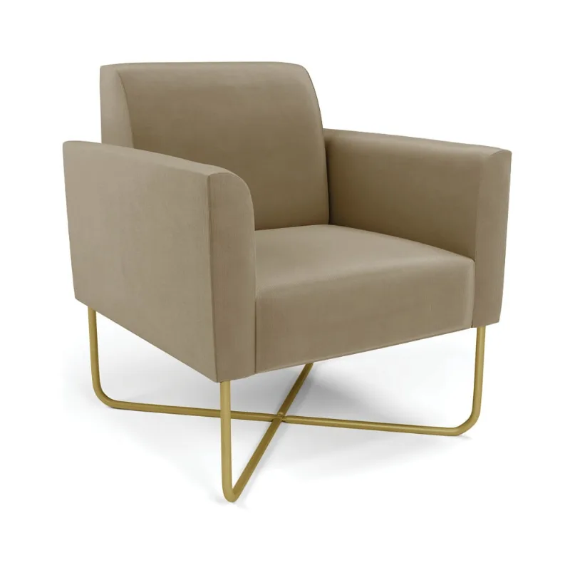Poltrona Base X Industrial Dourado Marisa Suede D03 - D?Rossi Marrom Rato - DRossi