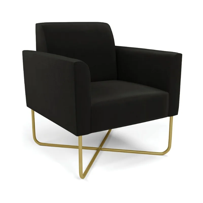 Poltrona Base X Industrial Dourado Marisa Suede D03 - D?Rossi Preto - DRossi