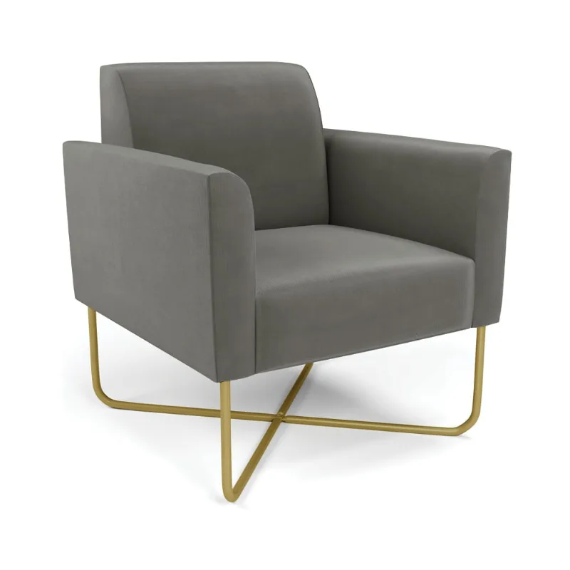 Poltrona Base X Industrial Dourado Marisa Suede D03 - D?Rossi Grafite - DRossi