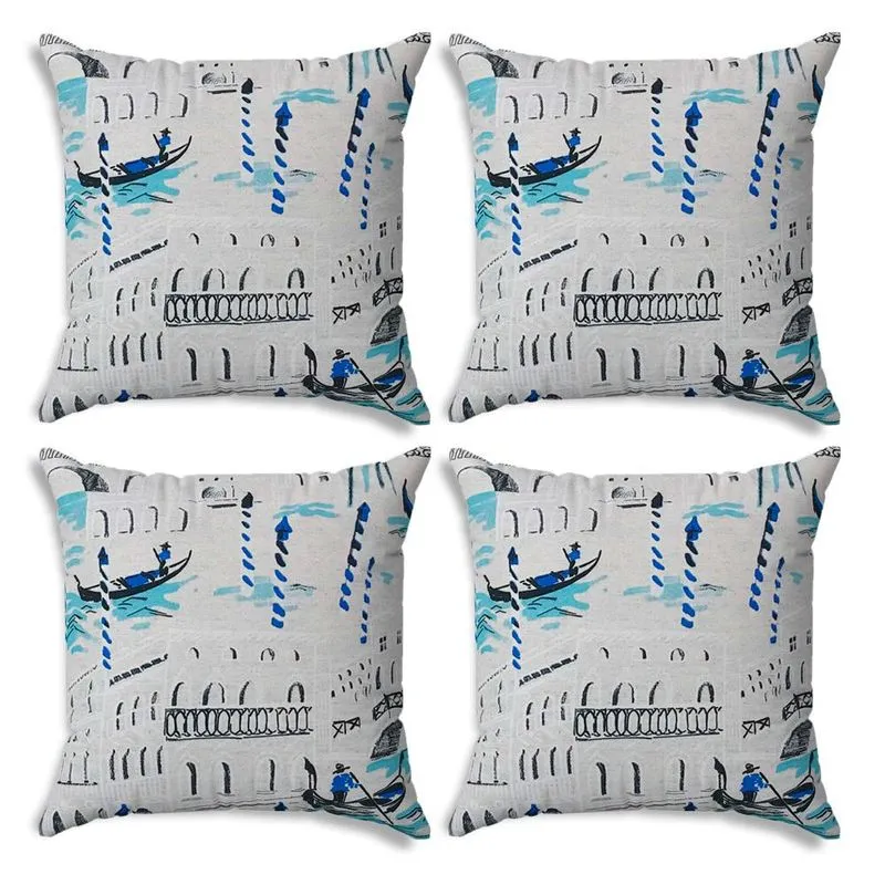 Kit 04 Capas para Almofada Tecido Estampado Veneza D21 42x42 cm - D'Rossi