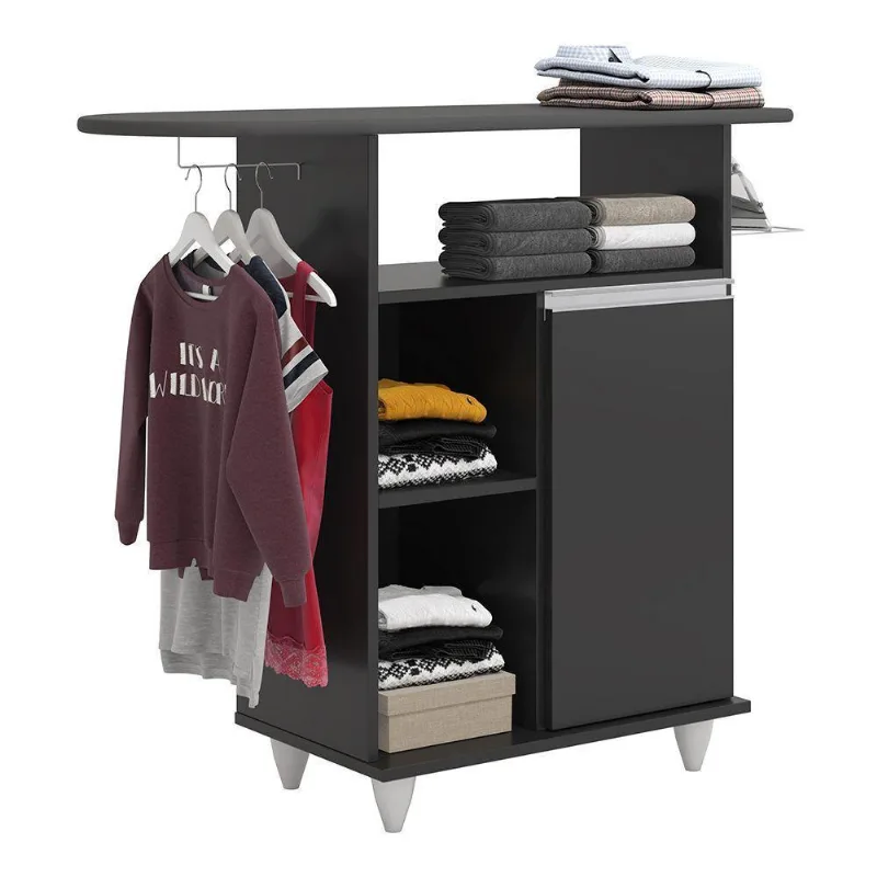 Tábua De Passar Com Balcão 01 Porta Lis 107cm Preto - DRossi