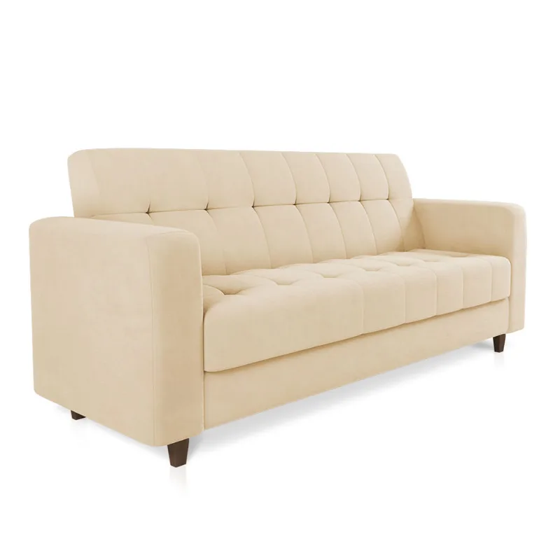 Sofá 03 Lugares Arezzo Suede Pés Chanfrado Tabaco - D'Rossi Bege - DRossi