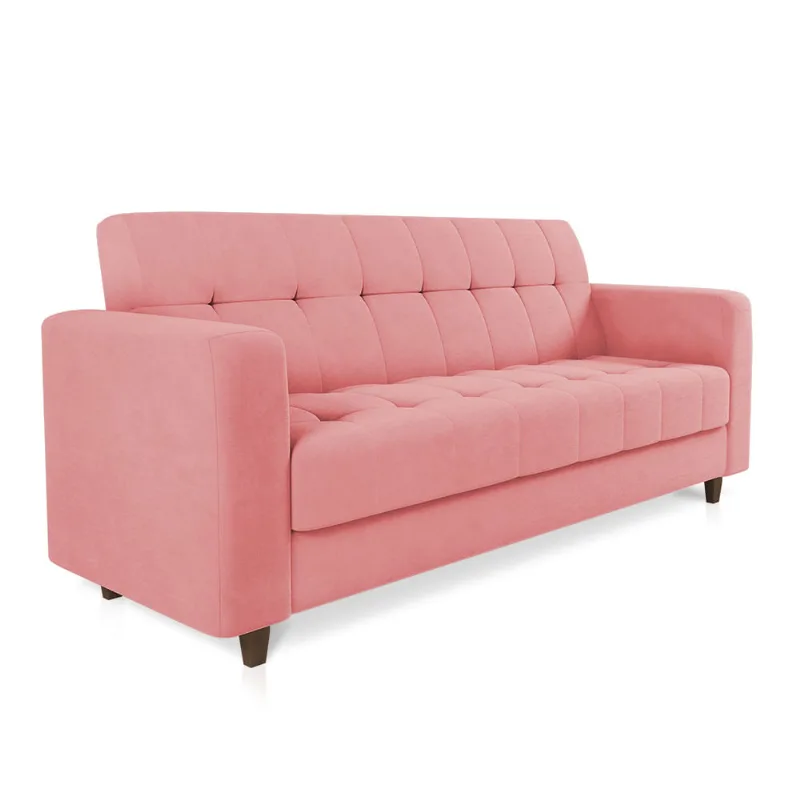 Sofá 03 Lugares Arezzo Suede Pés Chanfrado Tabaco - D'Rossi Rose - DRossi