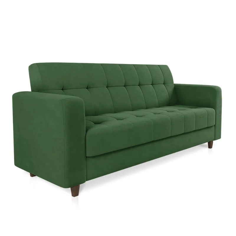 Sofá 03 Lugares Arezzo Suede Pés Chanfrado Tabaco - D'Rossi Verde - DRossi