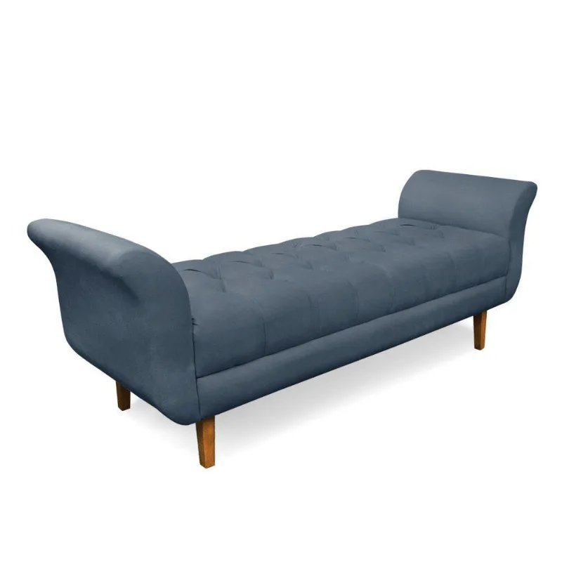 Recamier Olinda Suede 160 Cm Pés Chanfrado Castanhos - D'rossi Cor Azul Marinho