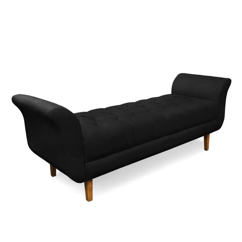 Recamier Olinda Suede 160 Cm Pés Chanfrado Castanhos - D'rossi Cor Preto