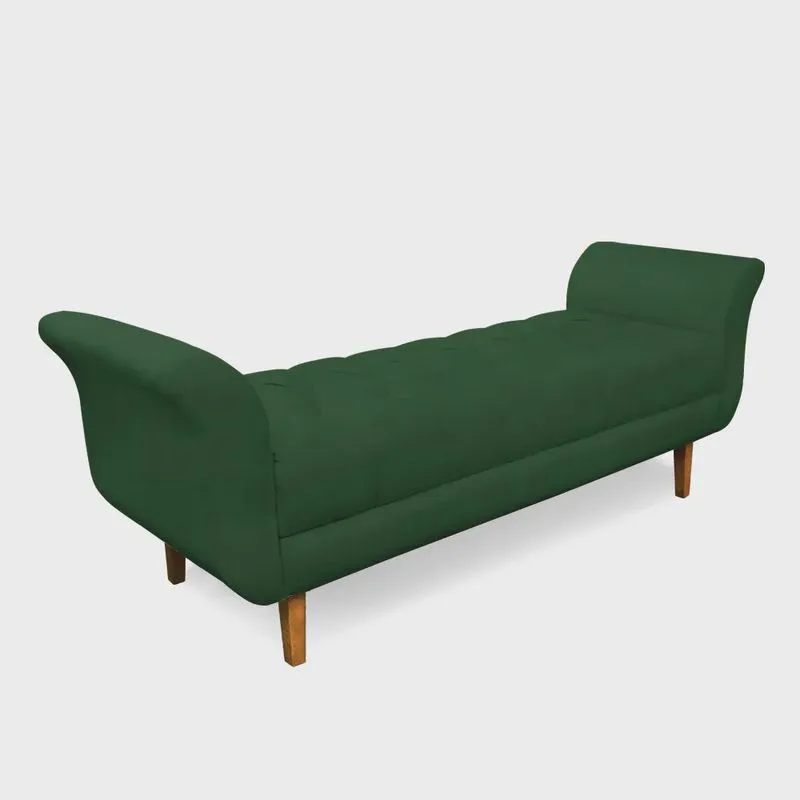 Recamier Olinda Veludo Verde 160 cm Pés Chanfrado Castanhos - D'Rossi