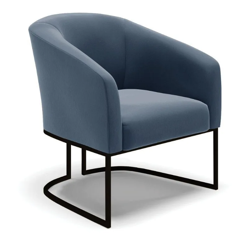 Poltrona Stella Suede Base Industrial Preto - D'Rossi Cor Azul Marinho