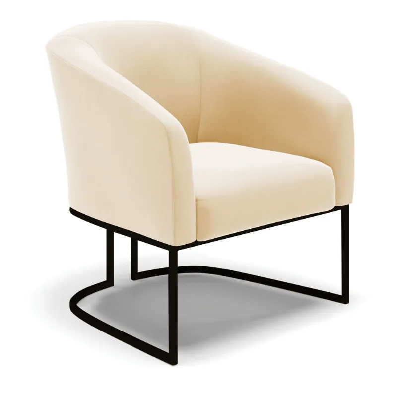 Poltrona Decorativa Industrial Preto Stella Suede Bege D03 - D'RossI - DRossi