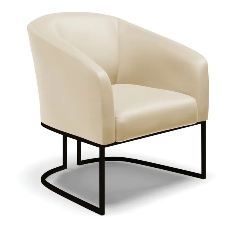 Poltrona Decorativa Industrial Preto Stella Sintético Bege D03 - DRossi - DRossi