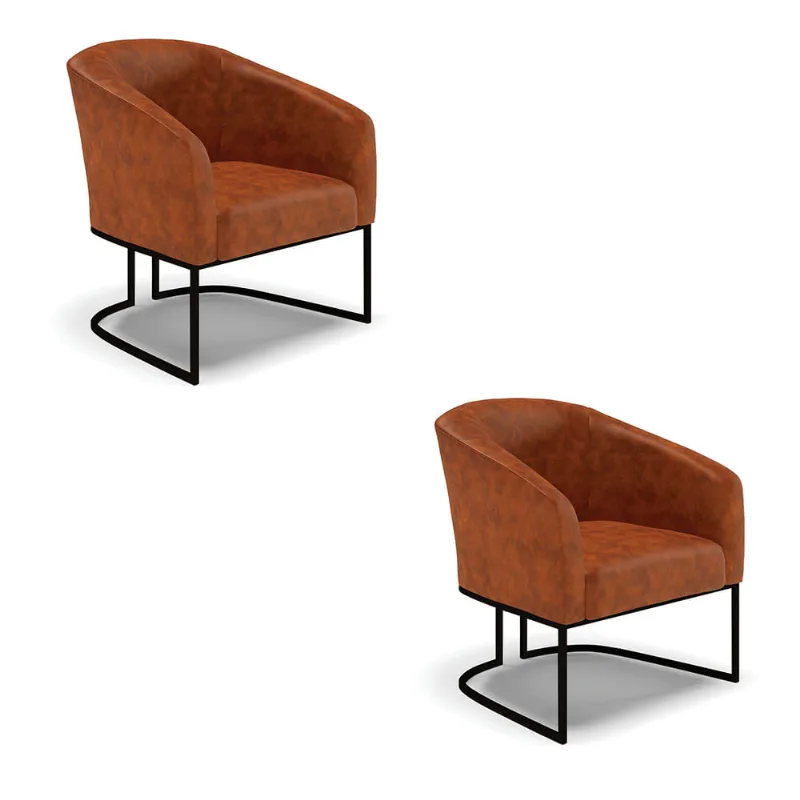 Poltrona Decorativa Industrial Preto Kit 2 Stella Sintético PU Nozes D03 - D'Rossi - DRossi