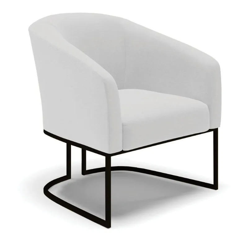 Poltrona Stella Linho Base Industrial Preto - D'Rossi Cor A05 Cinza