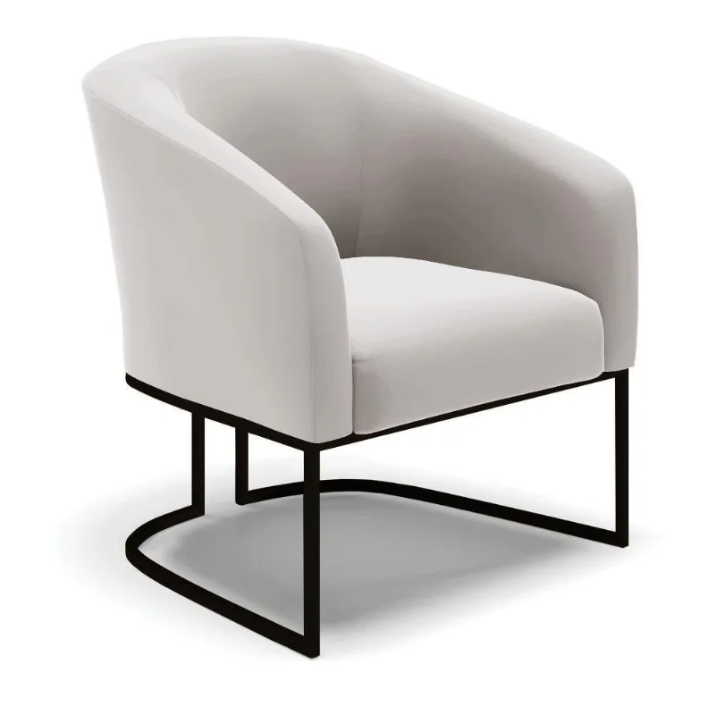 Poltrona Stella Veludo Base Industrial Preto - D'Rossi Cor Cinza