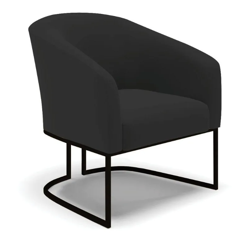 Poltrona Stella Veludo Base Industrial Preto - D'Rossi Cor Preto