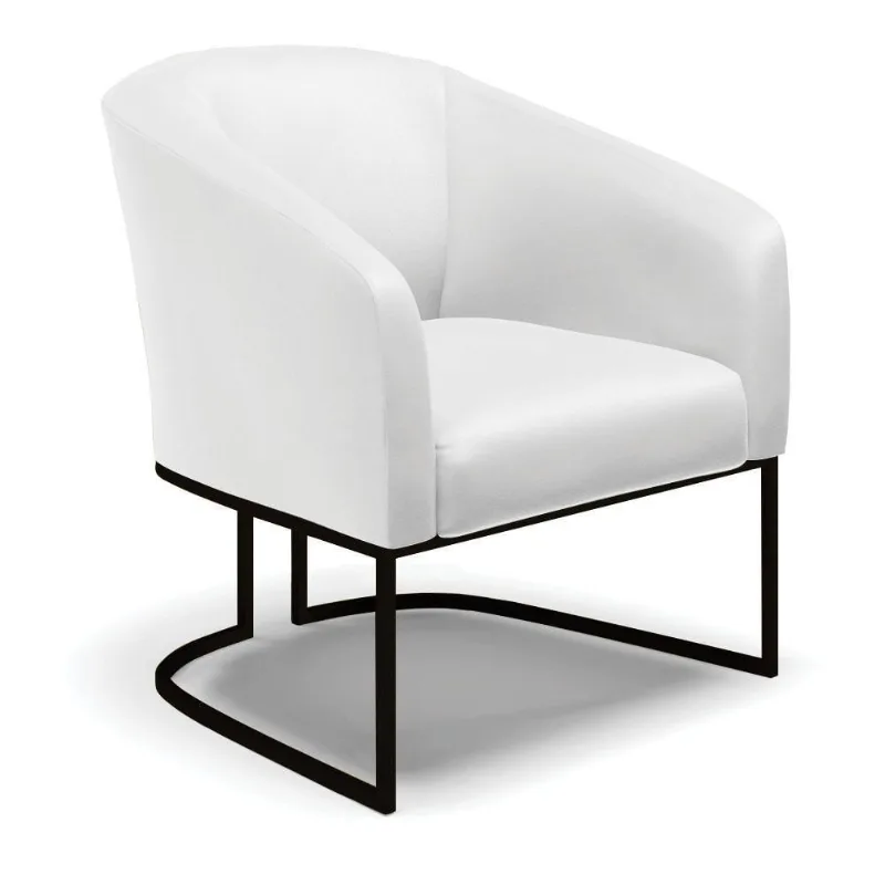 Poltrona Stella Corino Base Industrial Preto - D'Rossi Cor Branco